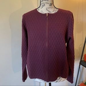 Ann Taylor zippered maroon cardigan sz L